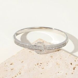Designer White Gold CZ Bangle Bracelet